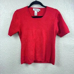 Vintage 90’s Y2K Euro-X Red Silk Metallic Blouse - Size L